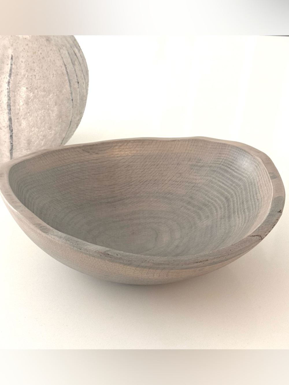 Spencer Peterman Hand Crafted Oak Driftwood 13” Wooden Bowl Grey NWOT
